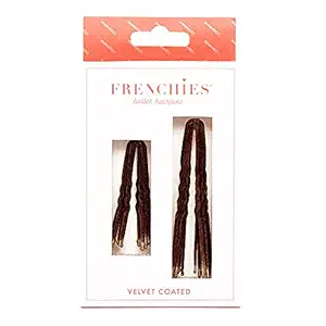 Brown : Frenchies Ultra Flocked Extra Soft French Twist Hair Pins: The French Hair Pins for Buns, Updo Hairstyles, Hair Extensions + Wigs - 20 Count Brown
