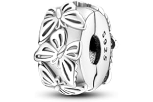 CYCUFF Clip Spacer Charm per bracciale in argento Sterling 925, con zirconi cubici, chiusura a clip, idea regalo per donne e ragazze