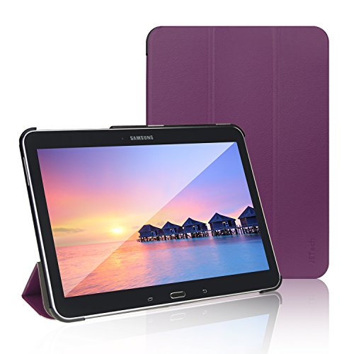 JETech Gold Slim Fit Galaxy Tab 4 10.1 Hülle Schutzhülle Tasche mit Ständer Funktion und Eingebautem Magnet für Einschlaf/Aufwach für Samsung Galaxy Tab4 10 Zoll Smart Case Cover (Lila)
