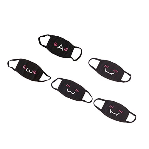 Preisvergleich Produktbild Sharplace Niedlich Mundmaske Anti-Staub Baumwolle Warme Maske Mundschutz Ideal für Paare Girlfriends - Schwarz, 5Pcs
