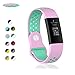 Produktbild Bemodst Ersatz Uhrenarmbänder für Fitbit Charge 3 Fitness Tracker, Silikon Armband Sport Style Doppelfarben Uhrenarmband für Fitbit Charge 3 (Rosa/Blaugrün)