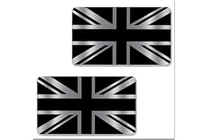 Biomar Labs® 2 Stück Silber Vinyl Grossbritannien Great Britain England UK Flagge Aufkleber Autoaufkleber Stickers Auto Moto Motorrad Fahrrad Helm Fenster Tuning B 256