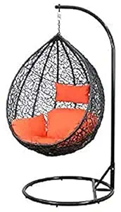 Corazzin Single Seater Swing Chair with Stand Indoor Balcony Garden Outdoor Furniture Swing Chairs Jhula (Brown)