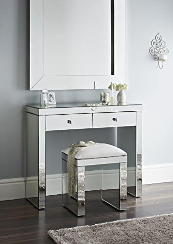 Mirrored Dressing Table and Stool With Two Make up storage Drawers new Luxury Set