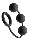 Tom of Finland Black Silicone Cock Ring with 3 Weighted Balls