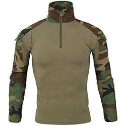LANBAOSI Chemise de Combat Militaire Homme Airsoft Shirt Tenue Camouflage Uniforme Tactique Séchage Rapide à Manches imperméables Vert Small