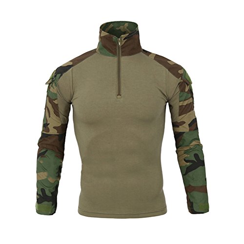 LANBAOSI Chemise de Combat Militaire Homme Airsoft Shirt Tenue Camouflage Uniforme Tactique Séchage Rapide à Manches imperméables Vert Small