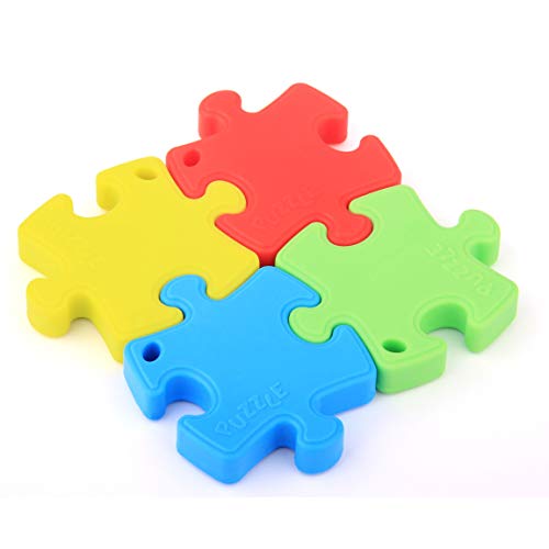 IRQ Collana sensoriale da masticare per ragazzi, ragazze, bambini e adulti. Grande per Autismo severo, ADHD, dentizione del bambino, autismo di puzzle del silicone (4 PCS)
