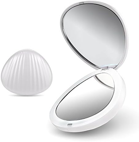 Christmas Gift LED Travel Makeup Mirror, Lighted 1X/5X Magnification, Pocket-size, Large Wide Illuminated Mirror
