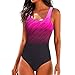 Produktbild Junjie Damen Badeanzug gepolstert Monokini Push Up Bikini Sets Grosse grössendamen gründamen Knielang Bademode Blau, Schwarz, Rot, Rosa
