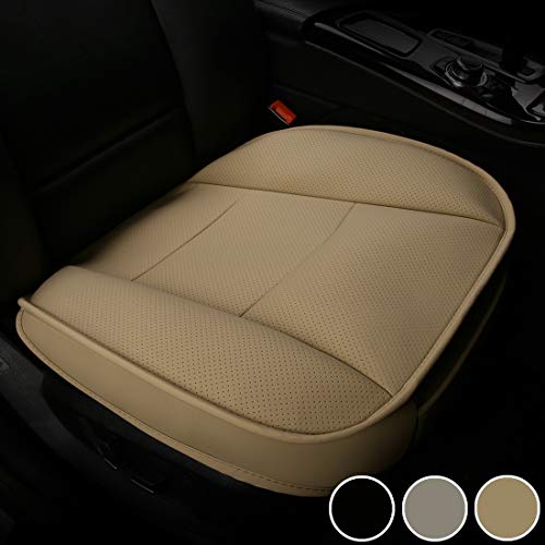 LUOLLOVE Coprisedile Universale Auto Anteriori Super Soft Confortevole Traspirante PU Protezione per Sedile Auto (1 Pezzo Beige)