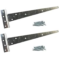 Prime DIY 1 Pair 300mm T-Hinge Zinc Japanned – Heavy Duty Metal Tee Hinges With Rustproof, Weather Resistant Powder Coating – Strong T Strap Hinges Ideal For External Gates, Doors & Garden Sheds