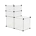 Produktbild PrimeMatik - Schuhschrank Stufenregal Modular Garderobenschrank 4-Kubus 35x35cm 17x35cm weiß mit Tür