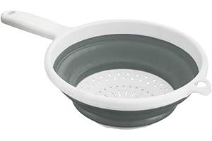 HOMESHOPA.COM HOMESHOPA Collapsible Sieve with Handle, Foldable Kitchen Colander Strainer, Silicone Drain Basket for Draining Pasta, Fruits, Vegetable, Space-Saving & BPA Free
