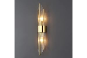 KINLAMS Nowoczesne lampy ścienne do pomieszczeń mieszkalnych, lampa ścienna do sypialni, kryształowa lampa ścienna Vanity, luksusowe światło LED, sypialnia, hotel, lampka nocna, korytarz, przejście (złoto)