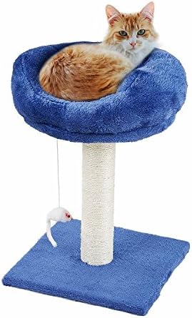 Kaka mall Sturdy Cat Play Tower Tree with Soft Plush Fabric, Removable Base (30x30x40 CM, Royal Blue)