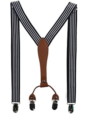 HABI unisex mehrfarbig elastisch gestreift Hosenträger Y-Form Länge für Kinder und Jungen mit den starken Clips...