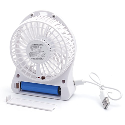 iProtect Mini USB Ventilator mit Batterie tragbarer Standventilator mit Micro USB Aufladekabel in weiss - 5