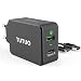Produktbild TUTUO USB Ladegerät 33W 2 Ports Wandladegerät mit Quick Charge 3.0 Schnellladegerät und USB C Ladestation Smart AC Netzteil für iPhone, iPad, Galaxy S8 S9, Huawei P20 Mate 10 Pro und mehr (Schwarz)