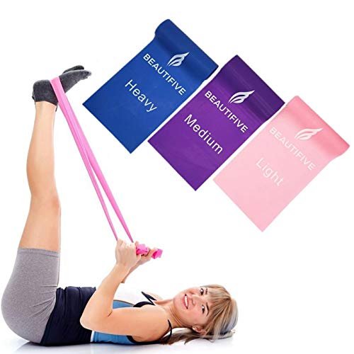 Beautifive Bande Élastique Fitness, Bande de Résistance Élastique 3 Niveaux de Force en Latex Naturel Équipement d'Exercices pour Rééducation Physique Musculation Pilates Yoga