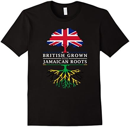 British Grown with Jamaican Roots T-Shirt - Jamaica Shirt Male Large Black