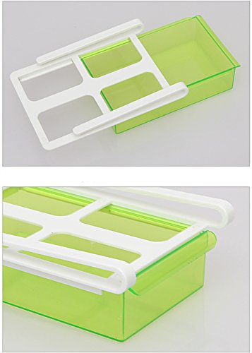 wjkuku Kühlschrank Organizer Space Saver Regal Multifunktions-Kunststoff Küche Kühlschrank Aufbewahrungsbox Gefrierschrank Regal Halter Ausziehbare Schubladen SPAC Küche Space Saver grün - 5