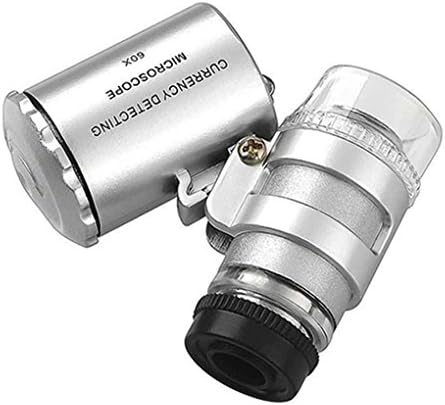 60X Handheld Magnifying Glass Mini Pocket Microscope Loupe UV Currency Detector Jeweler Magnifier With LED Light Regard