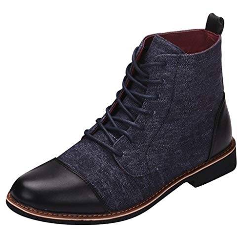 S&H-NEEDRA Bottines Homme Hiver Bottes Cuir Décontractées Hommes Bottes à Bout Rond à Lacets