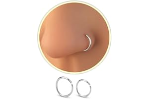 HY DOT 2pcs Nose Ring Piercing Jewellery for Women, Nose hoops Snug and Super Snug Nose Ear Lip ring Tragus Septum 6mm 8mm, 20g 316L Surgical Steel Hypoallergenic