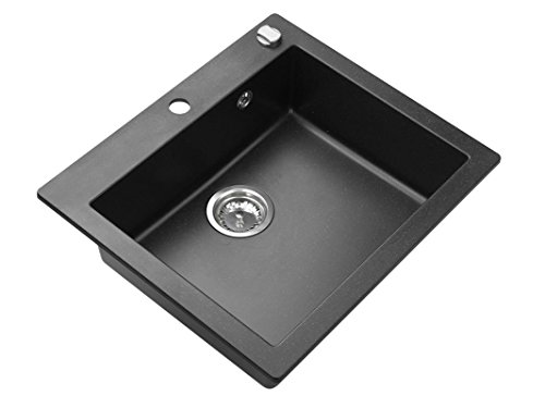 Axis Kitchen Mojito 60 Küchenspüle Farbe Axis Schwarz Material Axigranit 50er Unterschrank Spülbecken Siphon, Exzenterbedienung - 3