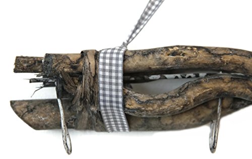 Weidenzweige gebunden zum Aufhängen Naturprodukt Dekobündel Wanddeko zum Hängen (5 Haken natur grau) - 2