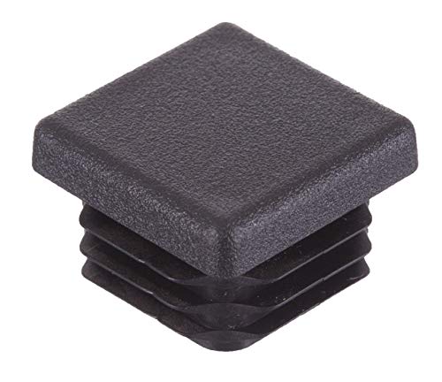 Pack de 16 x 20 mm cuadrado acanalado negro plástico Insertos End Caps para tubular patas de muebles o pies por lifeswonderful®