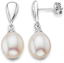 Miore - Boucles d'Oreilles pendantes - Or Blanc 9 carats 0.83 gr - Perle d'eau douce - MA989E