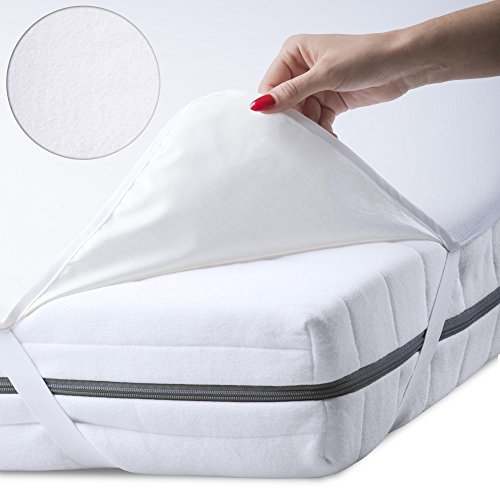 Wasserundurchlässige Matratzen-auflage 140×200 kochfest, Wasserdichter atmungsaktive Molton-Matratzen-Schoner, Protection Kopfkissen-Schoner von aqua-textil 1000670 weiß - 3