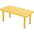 X IANGYU Kids Table Square Plastic Table Writing Study Desk Height-Adjustable(Yellow)