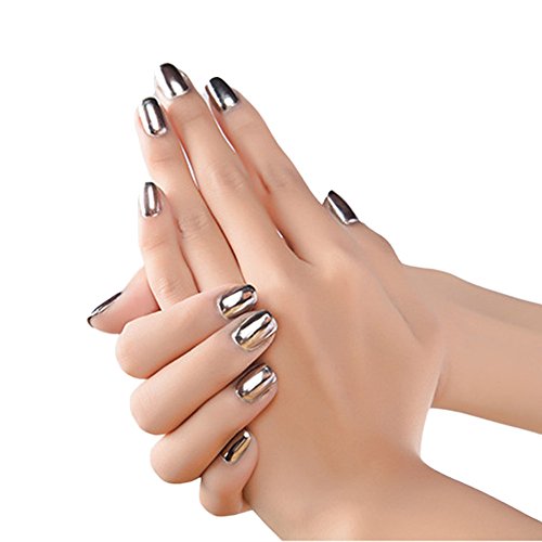 ?HuntGold 2 Stück Spiegel-Effekt Nagellack Silber Farbe Nagelkunst Lack Polnischen Unterlack - 6