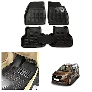 RS Enterprises Cars Carpet Floor/Foot 4D Mats for Maruti Suzuki Wagon R 2011, Black