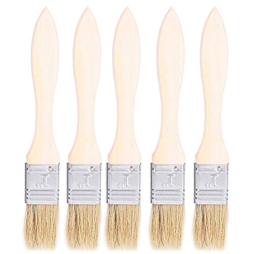 Alomejor 5 Stücke Backpinsel Holzgriff Backöl Pinsel Flachgebäck BBQ Sauce Pinsel Grill Zubehör Pinsel