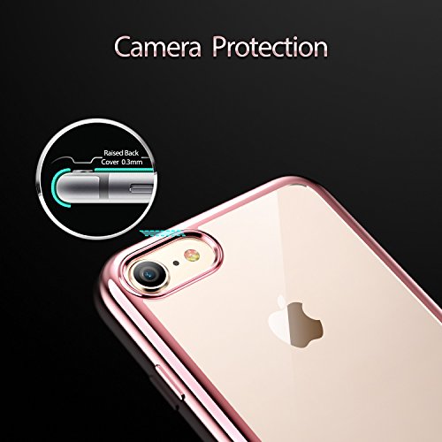 Funda iPhone 8  iPhone 7  ESR Funda Transparente Suave TPU Gel  Ultra Fina   Protecci  n a Bordes y C  mara   Compatible con Carga Inal  mbrica  Enjaca Perfecta para Apple iPhone 7 Nuevo iPhone 8 4 7  2017 -Oro Rosa