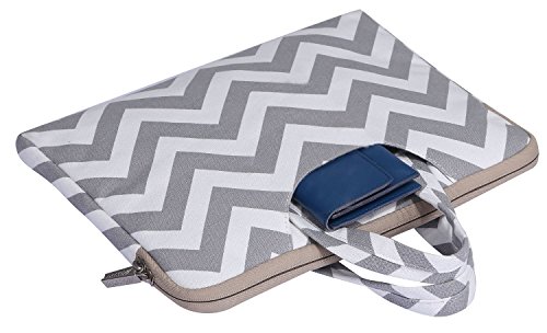 MOSISO Segeltuch Gewebe Laptop Aktenkoffer Handtaschen Kasten Abdeckung nur für neues MacBook 12 Zoll mit Retina Display, Chevron Grau - 3