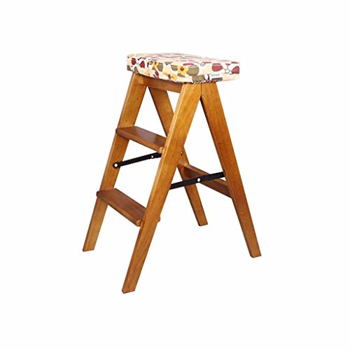 Escalera de mano Escalera de madera de 2 peldaños Escalera plegable Taburete ligero de la biblioteca de su hogar