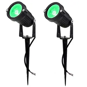 DMT 3 Watt Waterproof Spike LED Round Garden Light For Outdoor Purposes (Green) - Pack of 2