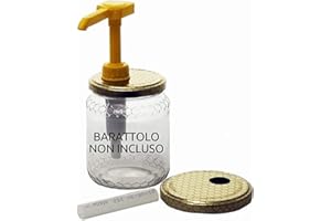 APICOR - Kit Dispenser Dosatore Per Miele Con 2 Capsule Adattabili Per Vaso Miele 1 Kg. E 1/2 Kg. Tappi Alveare Salva Goccia