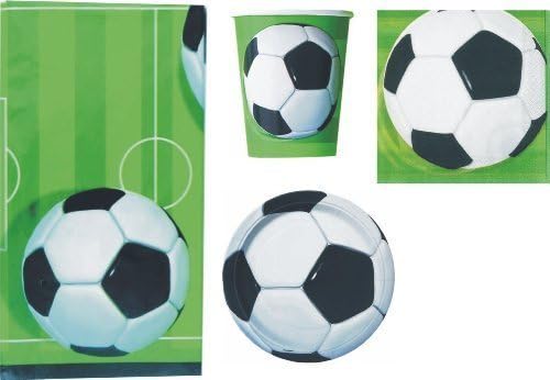 BIRTHDAY PARTY TABLEWARE PACK FOOTBALL DESIGN PLATES NAPKINS CUPS TABLECOVER