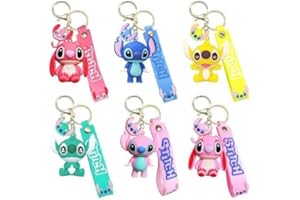 IOSCDH 6 Stück 6 pcs Anime Cartoon Voiture Porte-Clés,Cartoon Porte-Clés Accessoires Pendentif,Keychain Personnages Sti-TCH Cartoon,Porte-Clés Animé,Keychain Enfants,Lot Porte Clé,Porte-Clefs