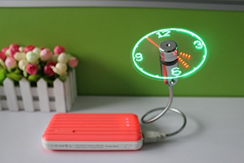 Qingsun Mini-USB-LED Clock Fan Schreibtisch Flexible klein Luminous Uhr Echtzeit-Anzeige (Silber) - 7