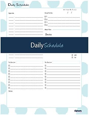 Daily Schedule Notepad- (8.5x11) (Teal Circles) by Kahootie Co