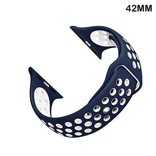 Correa Apple Watch 42mm - LuckWin Pulsera Deportiva Transpirable para
Apple Watch Nike Series 1 Series 2 Hermes y Edition 42 mm M L Azul
Marino Blanco