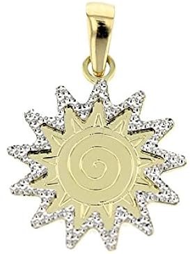 Goldanhänger Sonne in 585 Gold 14 Karat Kettenanhänger Gelbgold & Weißgold Schmuck 3782