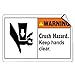 Produktbild Vinyl-Aufkleber mit Aufschrift Warning Crush Hazard Keep Hands, 25,4 x 17,8 cm